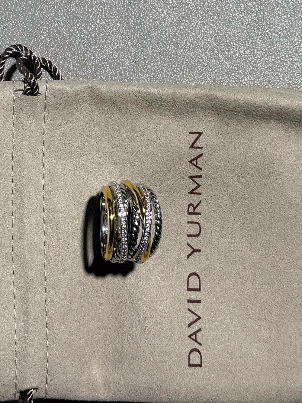 David  Yurman Two-Tone Cable Stack Ring in Sterling Silver and Gold